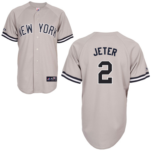 Derek Jeter #2 MLB Jersey-New York Yankees Men's Authentic Replica Gray Road Baseball Jersey - Click Image to Close